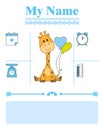 Cute giraffe. Baby birth print.