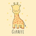 Cute Giraffe cartoon hand drawn style