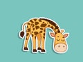 Cute Giraffe Cartoon Sticker. Kids, baby vector art illustration with Cartoon Animal Characters