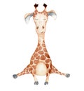 Cute giraffe cartoon watercolor illustration animal