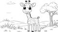 Cute Giraffe Outline Coloring Page Safari Animal Line Art for Kids Royalty Free Stock Photo