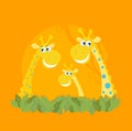 Cute giraffe family portrait