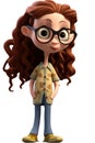 Cute Giraffe Girl with Long Brown Hair and Glasses