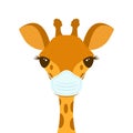 Cute Giraffe Head in a Medical Mask