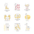 Cute giraffe logo template original design set, vector Illustrations