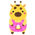 Cute giraffe in pink dress. Cartoon kawaii animal character. Vector illustration for kids and babies fashion