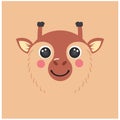 Cute giraffe portrait square smiley head cartoon round shape animal avatar face, isolated character vector illustration Royalty Free Stock Photo