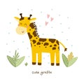 Cute giraffe print for kids. Funny cute giraffe cartoon style. Printable templates