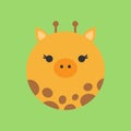 Cute giraffe round vector icon