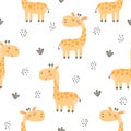 Cute giraffe seamless pattern background