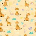 cute giraffe seamless pattern for tile,fabric kid design Royalty Free Stock Photo