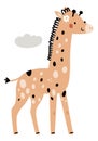 Cute giraffe. Smiling safari animal. African fauna symbol