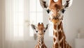 Cute giraffe toy looking at camera, spotted zebra family generated by AI Royalty Free Stock Photo