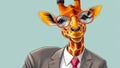 Cute giraffe wearing glasses a business suit professional creative stylish adorable