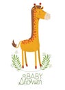 Cute giraffe with wreath baby shower card