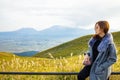 Cute girl at Area of Daikanbo observatory. Royalty Free Stock Photo