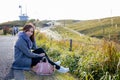 Cute girl at Area of Daikanbo observatory. Royalty Free Stock Photo