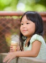 Cute girl Asian like to eat ice-cream Royalty Free Stock Photo