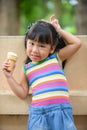 Cute girl Asian like to eat ice-cream Royalty Free Stock Photo