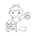 Cute girl baby with toys avatar character