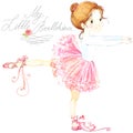 Cute girl. Ballerina. Cute ballerina girl. Ballerina watercolor