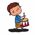 Cute girl cartoon illustration drawing playing drum and speaking drawing illustration white background