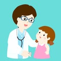 Cute girl cartoon see doctor