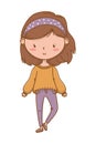 Cute girl cartoon stylish outfit