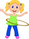 Cute girl cartoon twirling hula hoop Royalty Free Stock Photo