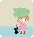 Cute girl and cat Royalty Free Stock Photo