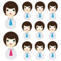 Cute girl character with short hair for animated creation people with emotions face animation mouth