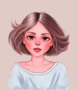 cute girl child portrait, cute girl child, drawing digital painting pastel portrait,