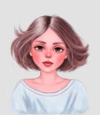 cute girl child portrait digital drawing, digital painting pastel portrait
