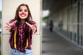 Cute girl in a clown makeup