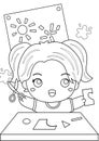 Cute Girl Crafting Activity Coloring Pages for Kids and Adult