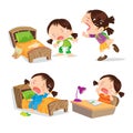 Cute girl crying cartoon many action.