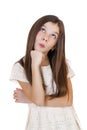 Cute girl deep in thought looking away Royalty Free Stock Photo