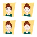 Cute Girl With Different Facial Emotions Set Of Young Woman Face Expressions Royalty Free Stock Photo