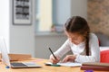 Cute girl doing homework at home Royalty Free Stock Photo