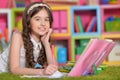 Cute girl doing homework Royalty Free Stock Photo