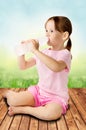 Cute girl drinking water