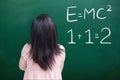 Cute girl with e=mc2 Royalty Free Stock Photo