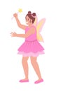 Cute girl in fairy dress semi flat color vector character Royalty Free Stock Photo