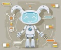 Cute girl female Robot android artificial intelligence futuristic information interface flat design vector illustration