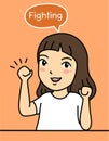 Cute girl fighting character vector illustration