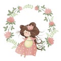 Cute girl in flower wreath