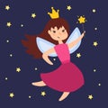 Fairy princess adorable character imagination beauty angel girl with wings vector illustration.