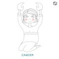 Cute girl in the form of zodiac sign. Cancer Royalty Free Stock Photo