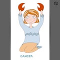 Cute girl in the form of zodiac sign. Cancer Royalty Free Stock Photo