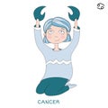 Cute girl in the form of zodiac sign. Cancer Royalty Free Stock Photo